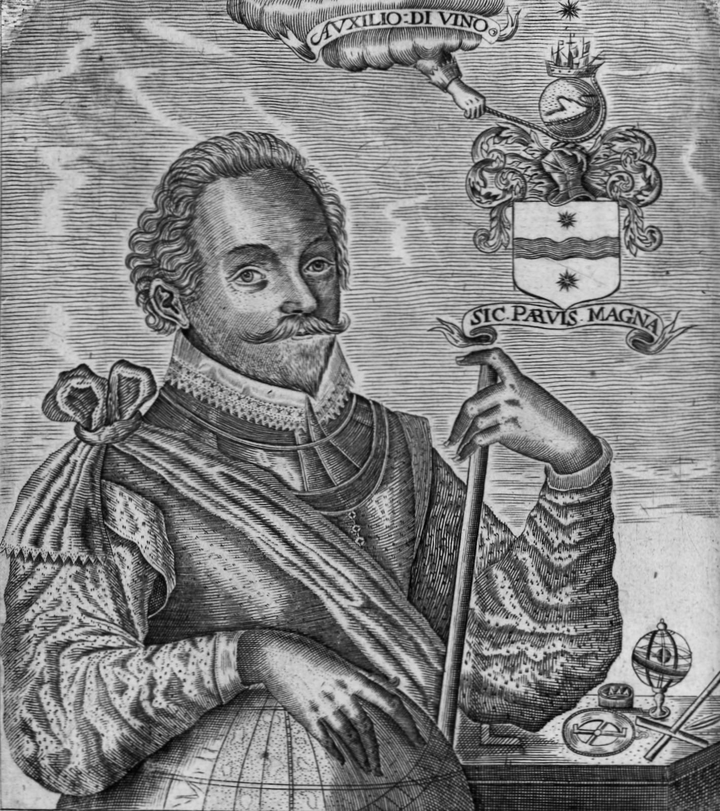 Portrait or photograph of Francis Drake: Francis Drakes portrait in The World Encompassed