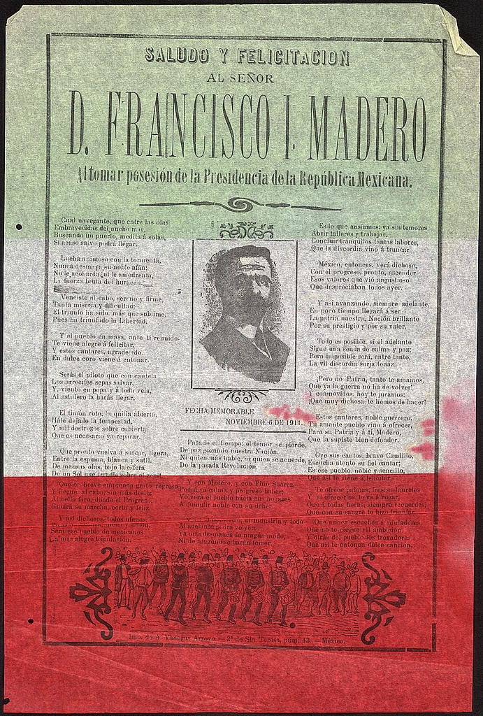 Portrait or photograph of Francisco I. Madero: Title: Saludo y felicitación al Señor D. Francisco I. Madero al tomar posesión de la presidencia de la República