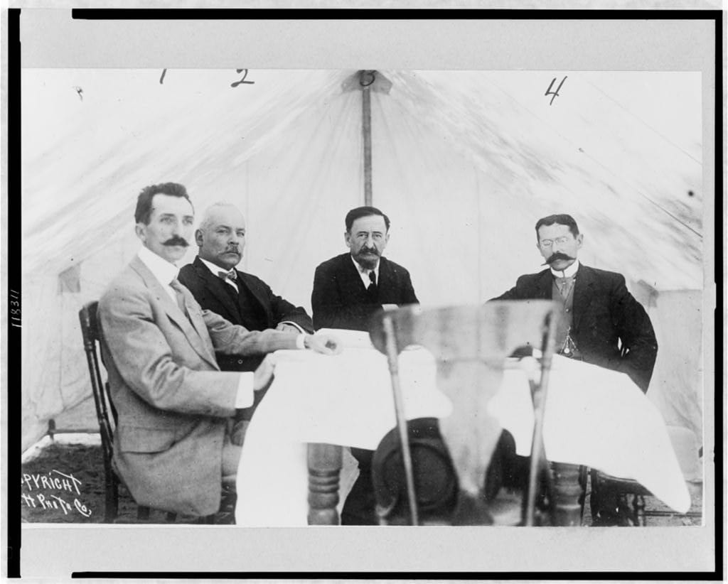 Portrait or photograph of Francisco I. Madero: Title: Mexican Peace Commissioners José María Pino Suárez, Dr. Vazquez Gomez, Francisco I. Madero, and Judge Carb