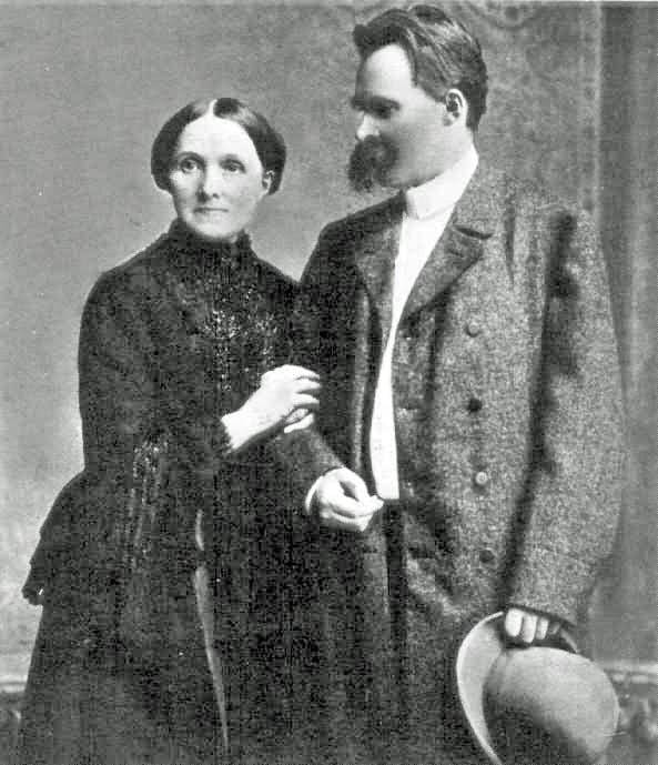Portrait or photograph of Friedrich Nietzsche: Friedrich Nietzsche and his mother.