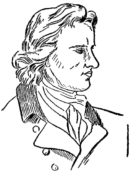 Portrait or photograph of Friedrich Schiller: Portrait drawing of German poet and dramatist Friedrich Schiller