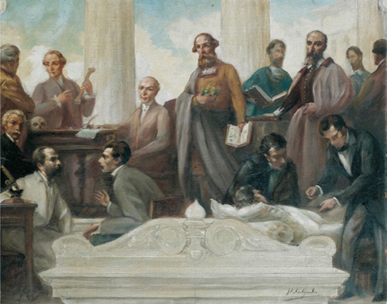 Portrait or photograph of Garcia de Orta: "Garcia de Orta and the Portuguese Physicians" (study, 1905), by Veloso Salgado.