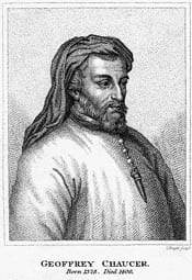 Portrait or photograph of Geoffrey Chaucer: Geoffrey Chaucer facing right