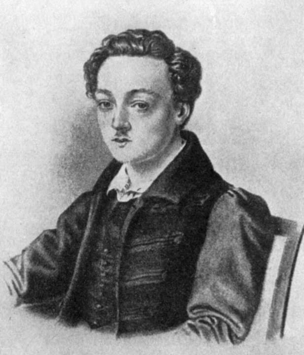 Portrait or photograph of Georg Büchner: Porträt von Georg Büchner, undatierte Bleistiftzeichnung des Darmstädter Theatermalers Philipp August Joseph Hoffmann (
