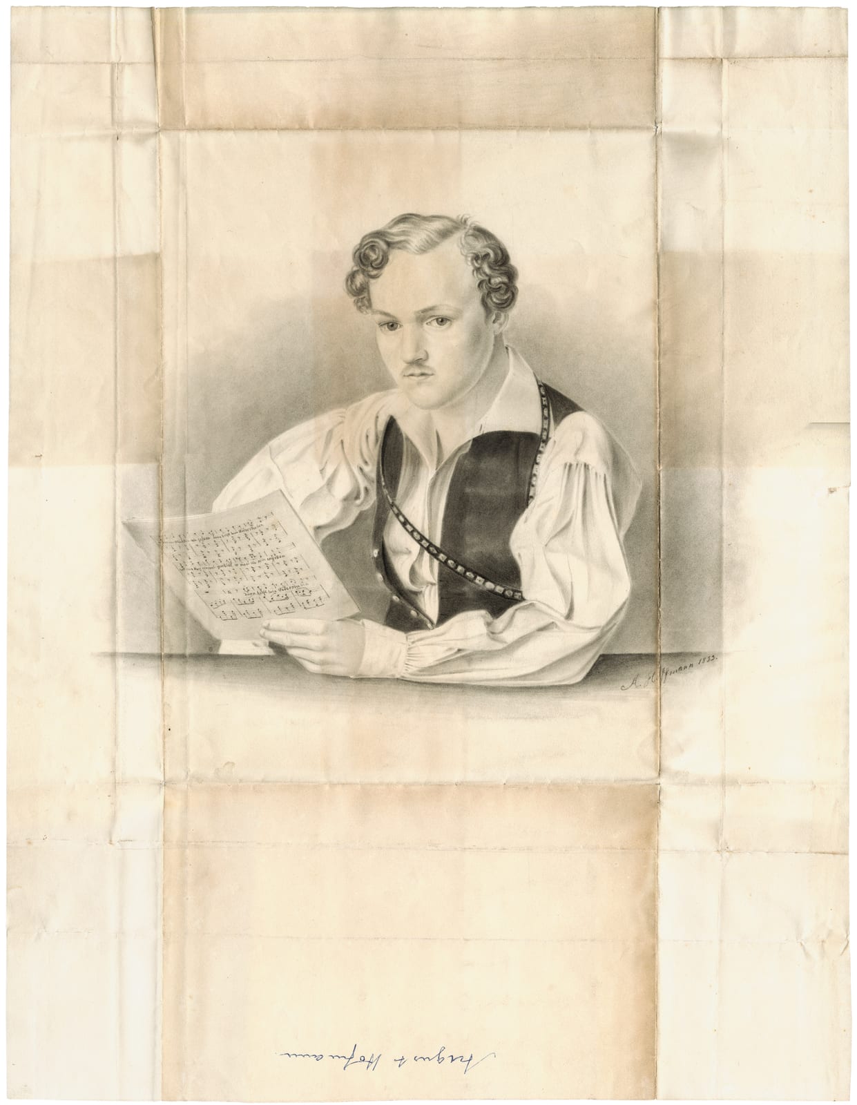 Portrait or photograph of Georg Büchner: supposed Portrait of Georg Büchner, dated 1833