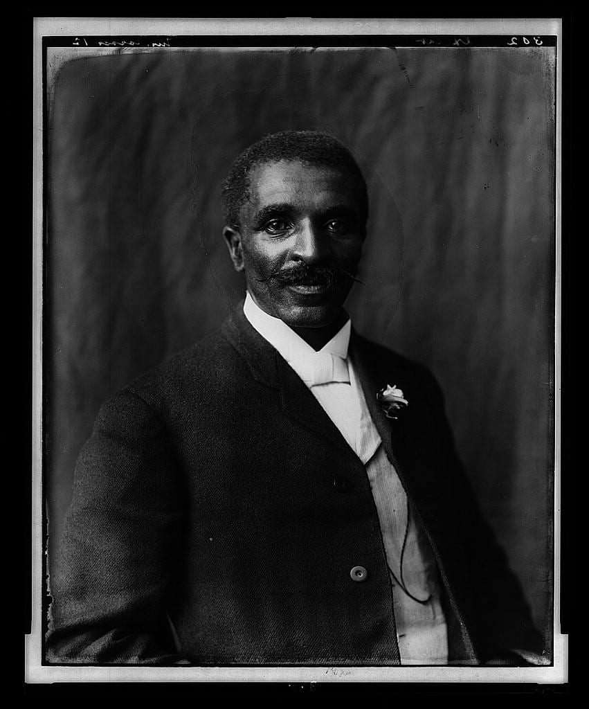Portrait or photograph of George Washington Carver: Title: George Washington Carver, half-length portrait, facing right, Tuskegee Institute, Tuskegee, Alabama A