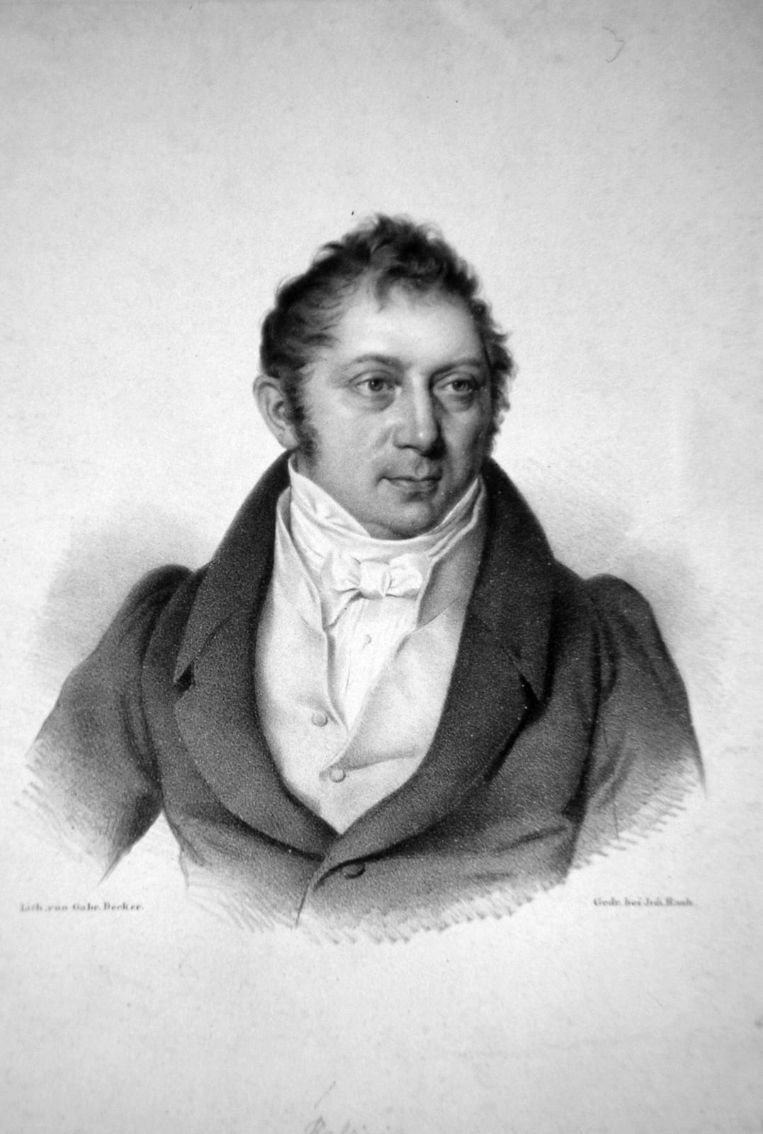 Portrait or photograph of Gioachino Rossini: Gioachino Rossini (1792-1868), italienischer Opernkomponist Lithographie von Gabriel Decker, ca. 1845