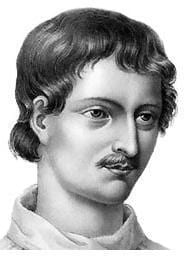Portrait or photograph of Giordano Bruno: Portrait, A derivative modern illustration of Giordano Bruno taken from a modern version of "Livre du recteur" (1578),