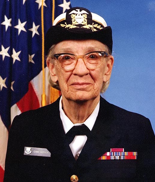 Portrait or photograph of Grace Hopper: Commodore Grace M. Hopper , USNR Official portrait photograph.