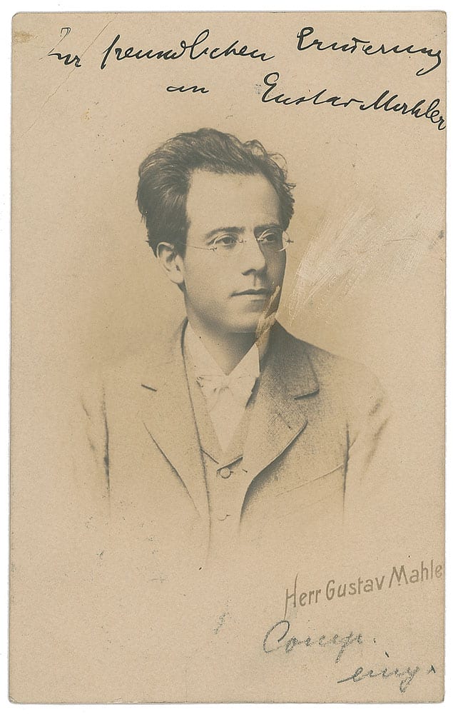 Portrait or photograph of Gustav Mahler: Inscribed postcard photo of Gustav Mahler