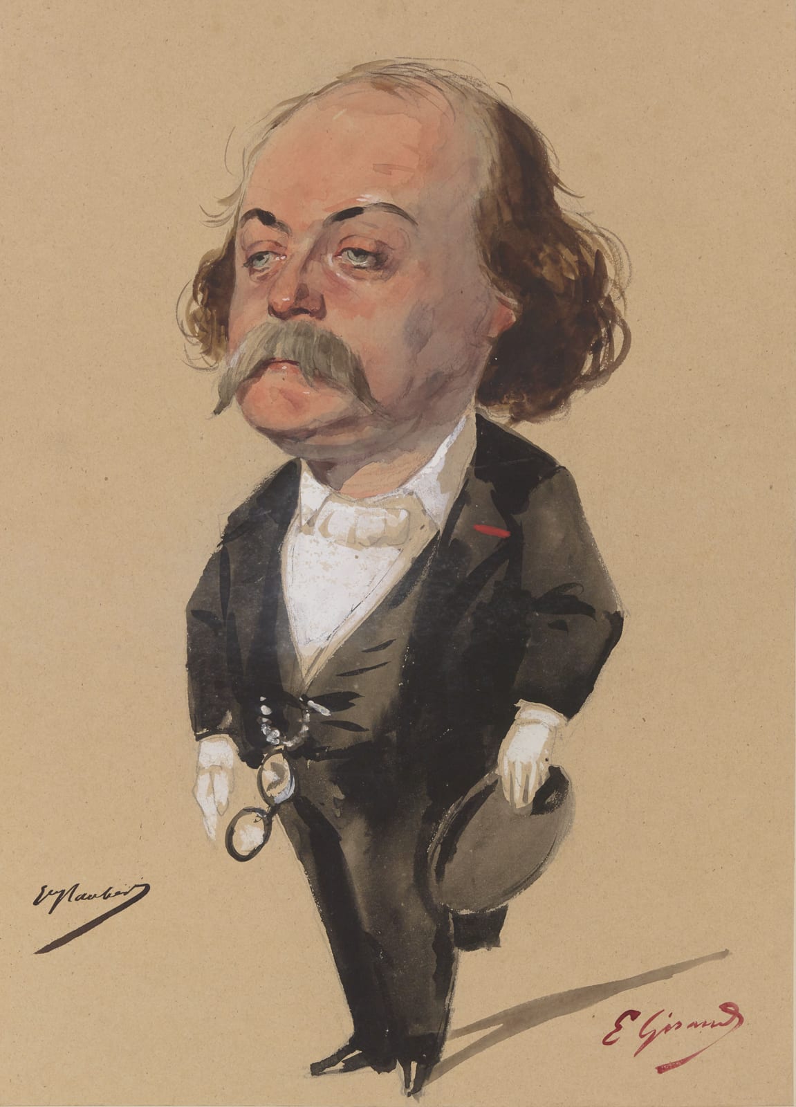 Portrait or photograph of Gustave Flaubert: Caricature of Gustave Flaubert.