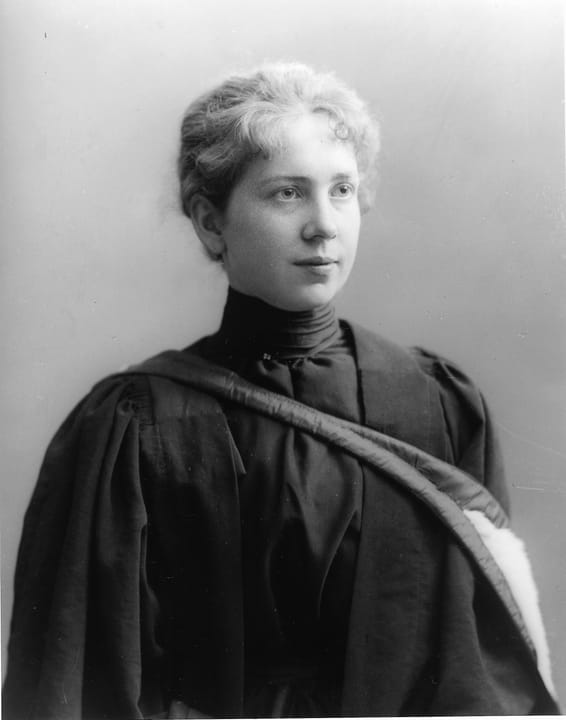 Portrait or photograph of Harriet Brooks: Harriet Brooks (1876-1933), the first Canadian female nuclear physicist , in March 1898.