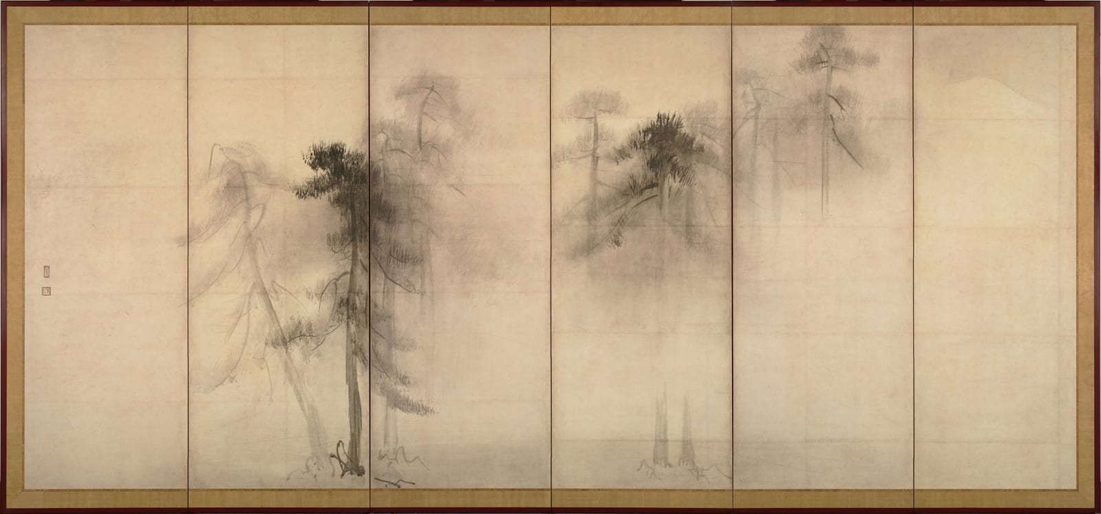 Portrait or photograph of Hasegawa Tohaku: Hasegawa Tohaku, Pine Trees - low resolution