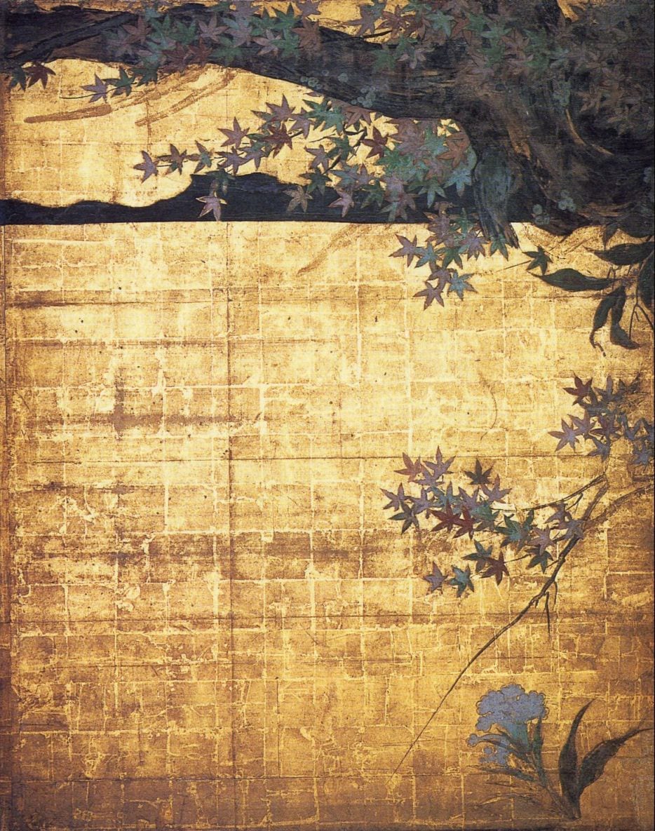 Memorial or place connected to Hasegawa Tohaku: Ink, color and gold on paper, 165x133 cm. Chishaku-ji, Kyoto.