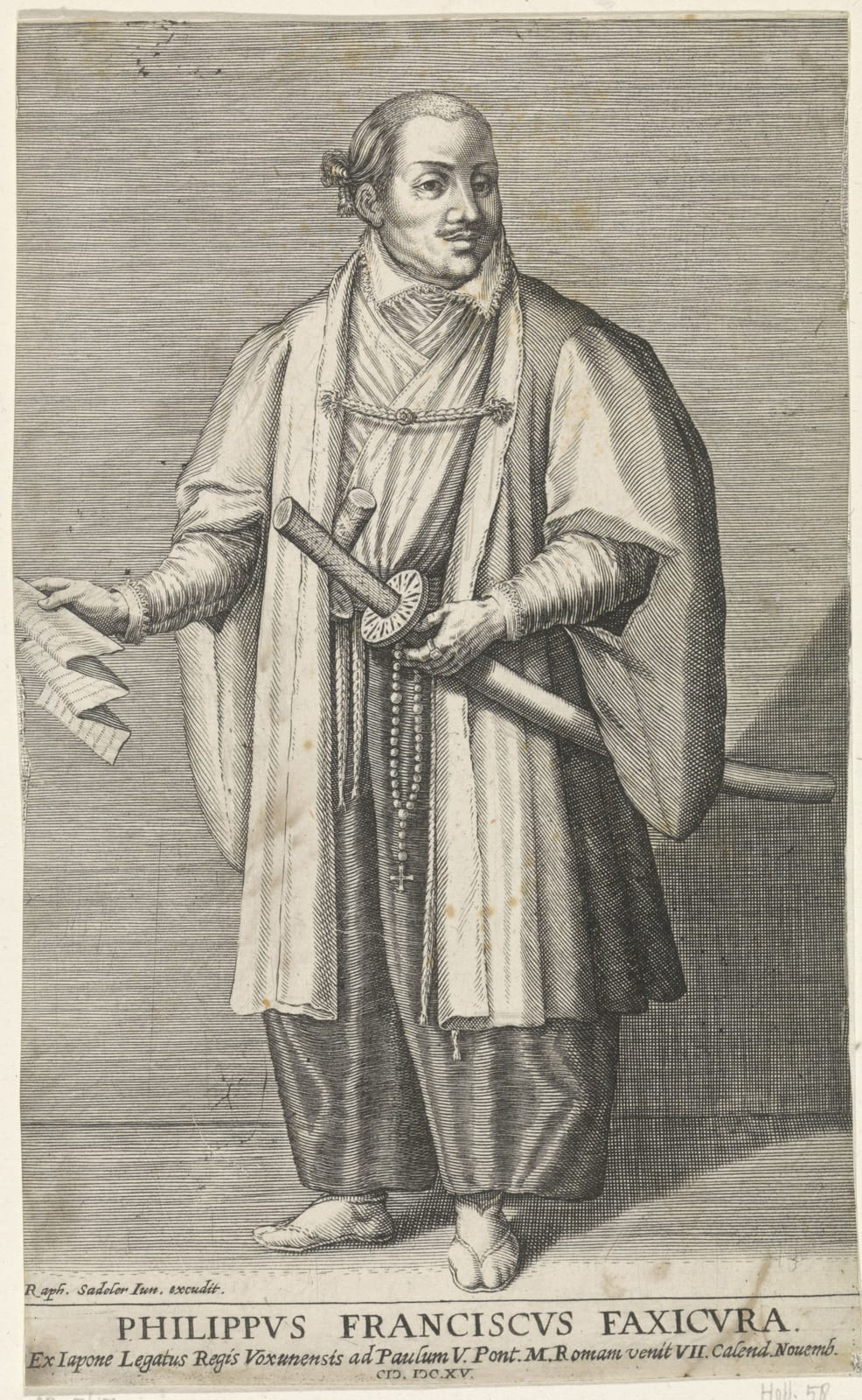Portrait or photograph of Hasekura Tsunenaga: Identificatie Titel(s): Portret van Hasekura Tsunenaga Objecttype: prent Objectnummer: RP-P-OB-7617 Catalogusrefer