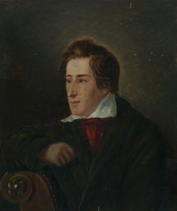 Portrait or photograph of Heinrich Heine: Moritz Daniel Oppenheim Portrait Heinrich Heine