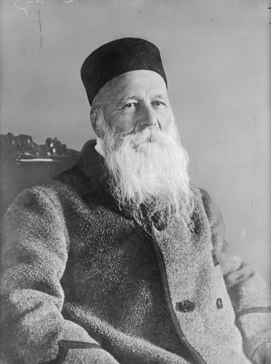 Portrait or photograph of Henry Dunant: Henry Dunant (1828–1910), Swiss philanthropist and co-founder of the International Committee of the Red Cross; Nobel Pea