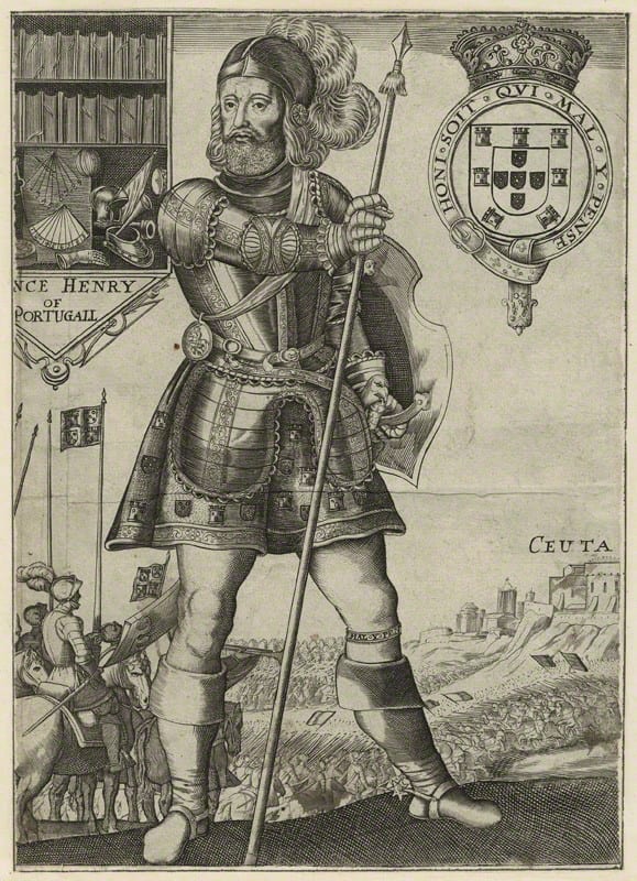 Portrait or photograph of Henry the Navigator: Henry the Navigator, in a 17th (?) century line engraving.