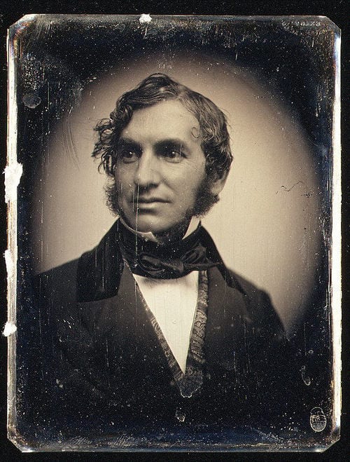 Portrait or photograph of Henry Wadsworth Longfellow: Henry Wadsworth Longfellow, circa 1850.