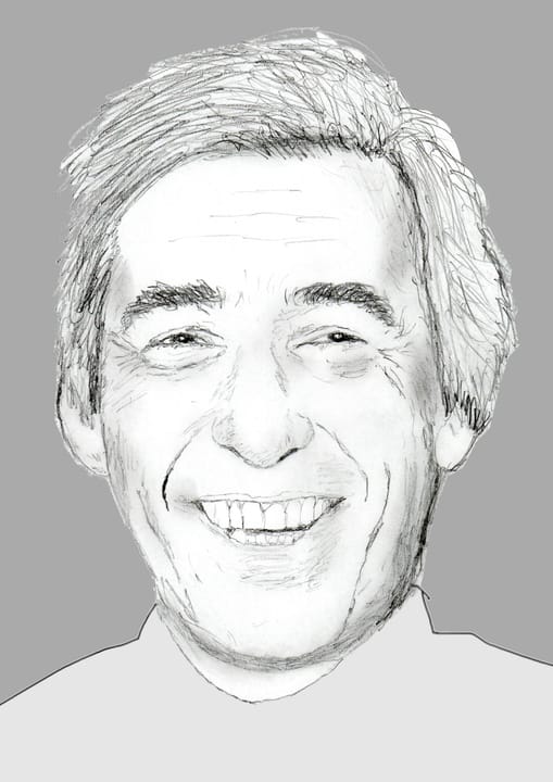 Portrait or photograph of Hergé: Hergé en 1970, portrait au crayon.