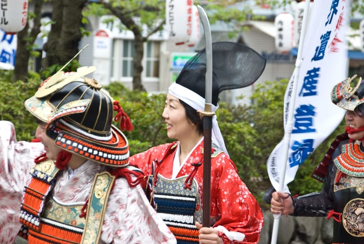 Portrait or photograph of Hojo Masako: A woman in the role of Hōjō Masako at the Kamakura Matsuri 2008