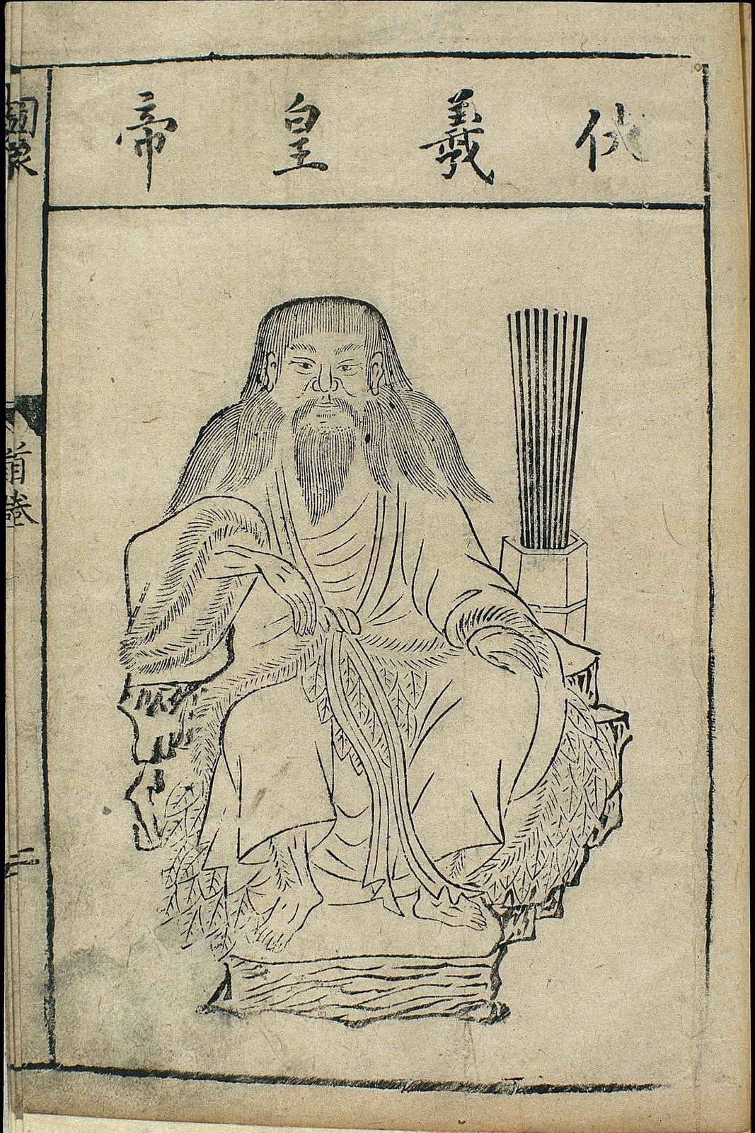 Image connected to Hua Tuo: One of a series of woodcuts of illustrious physicians and legendary founders of Chinese medicine from an edition ofBencao mengquan(I