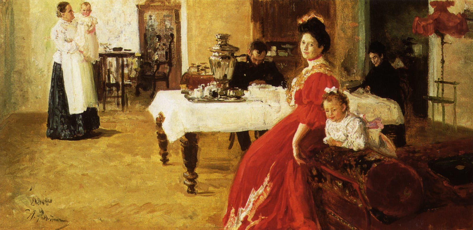 Work or historical image connected to Ilya Repin: Татьяна, дочь художника, с семьёй
