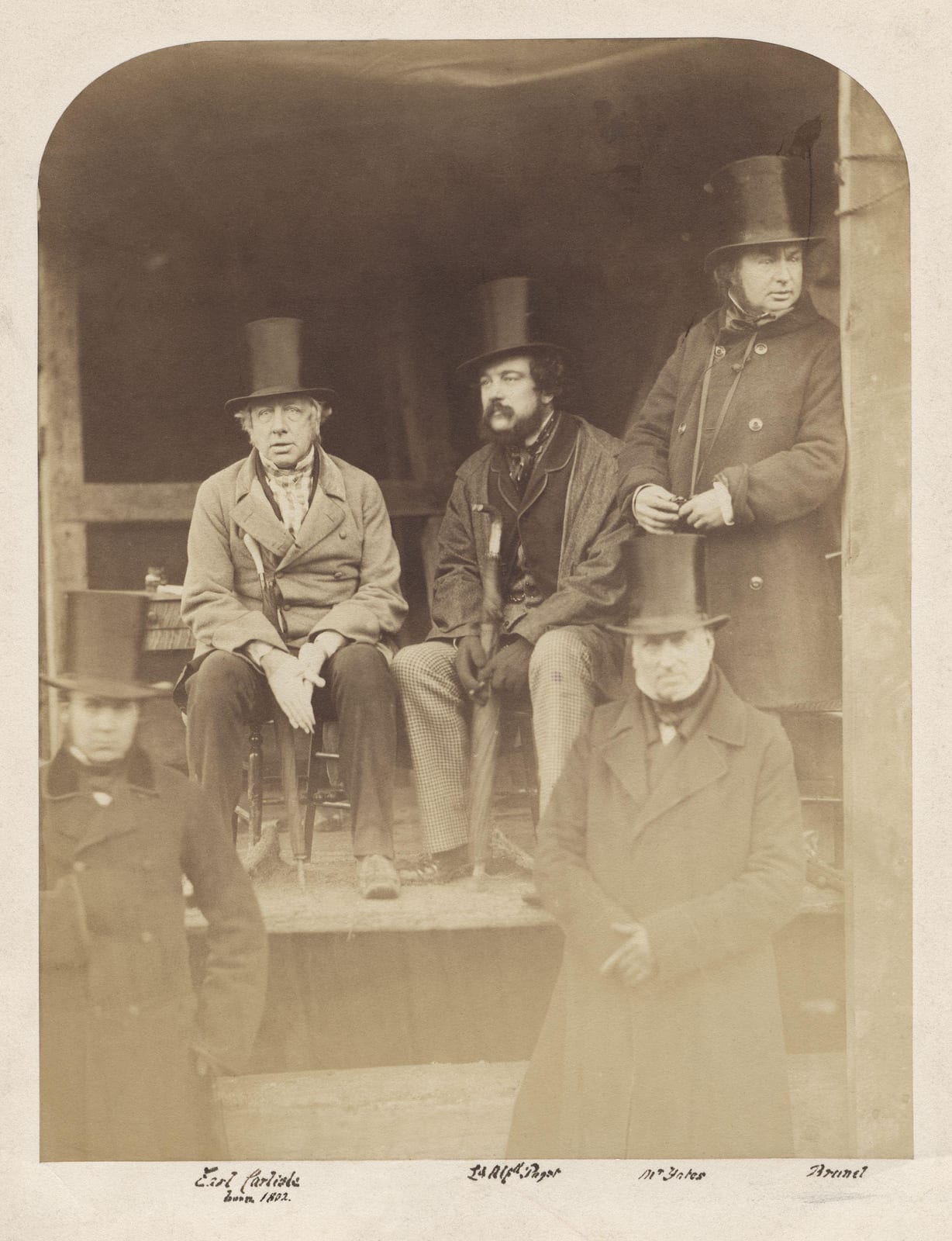 Portrait or photograph of Isambard Kingdom Brunel: Group including Isambard Kingdom Brunel , by unknown artist. See source website for additional information. T