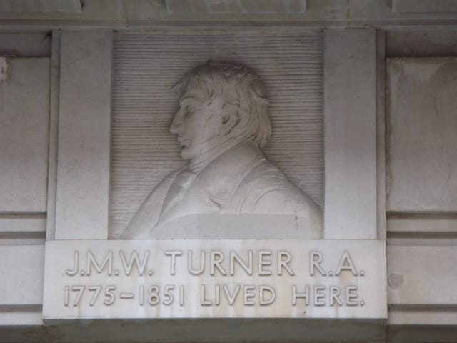 Portrait or photograph of J. M. W. Turner: Plaque re J M W Turner RA on a building in Queen Anne Street, W1 See 1527831 .