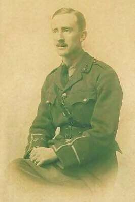 Portrait or photograph of J. R. R. Tolkien: J. R. R. Tolkien (aged 24) in army uniform, photograph taken in 1916.