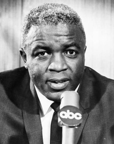 Portrait or photograph of Jackie Robinson: Publicity photo of Jackie Robinson as an ABC broadcaster for "Major League Championship Baseball".
