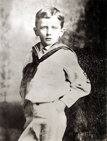 Portrait or photograph of James Joyce: James Joyce in 1888 at age six. Possibly in Bray, a seaside resort south of Dublin. The Joyces lived there from 1887 to 1