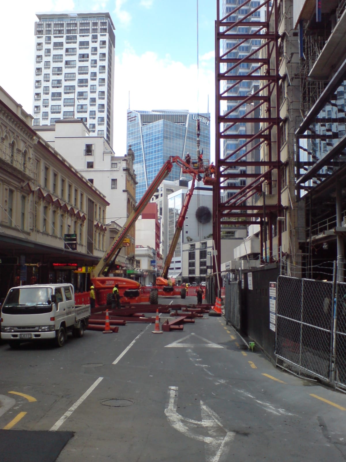 Portrait or photograph of Jean Batten: The Jean Batten Building rising again after demolition of the old building core. The building will become a new skyscrape