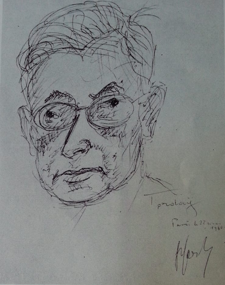Portrait or photograph of Jean-Paul Sartre: Retrato de Jean-Paul Sartre por Emeric Tauss Torday
