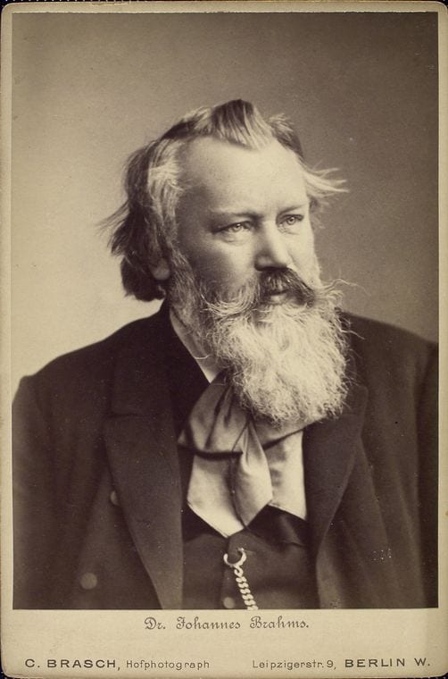 Portrait or photograph of Johannes Brahms: Johannes Brahms (1833–1897), German composer, 1889