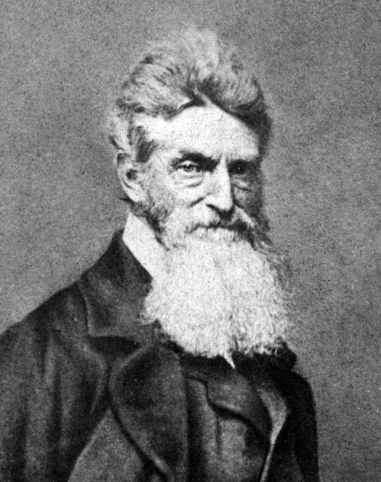Portrait or photograph of John Brown: Salt print, cropped from three quarter length portrait of John Brown. Reproduction of daguerreotype attributed to Martin M