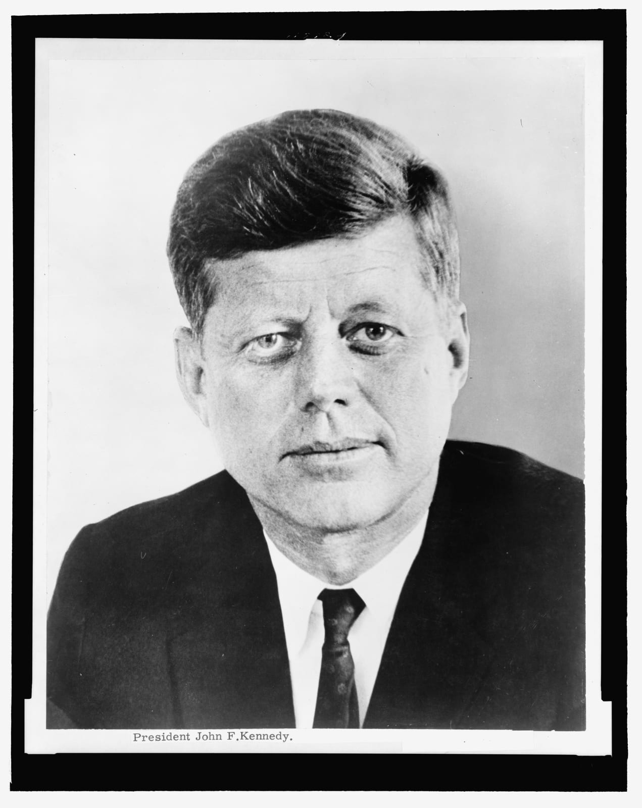Portrait or photograph of John F. Kennedy: John F. Kennedy - 35th President of the United States from 1961 until his assassination in 1963. Head-and-shoulders p