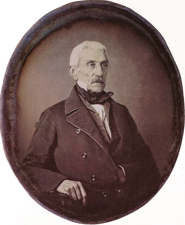 Portrait or photograph of Jose de San Martin: Daguerrotipo de San Martín tomado en París en 1848 . Placa de cobre de 12 por 10 cm. Se trata de la única imagen f