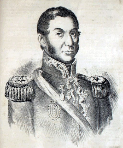 Portrait or photograph of Jose de San Martin: José Francisco de San Martín (Yapeyú, Virreinato del Río de la Plata, 25 de febrero de 1778 - Boulogne-sur-Mer, Fr