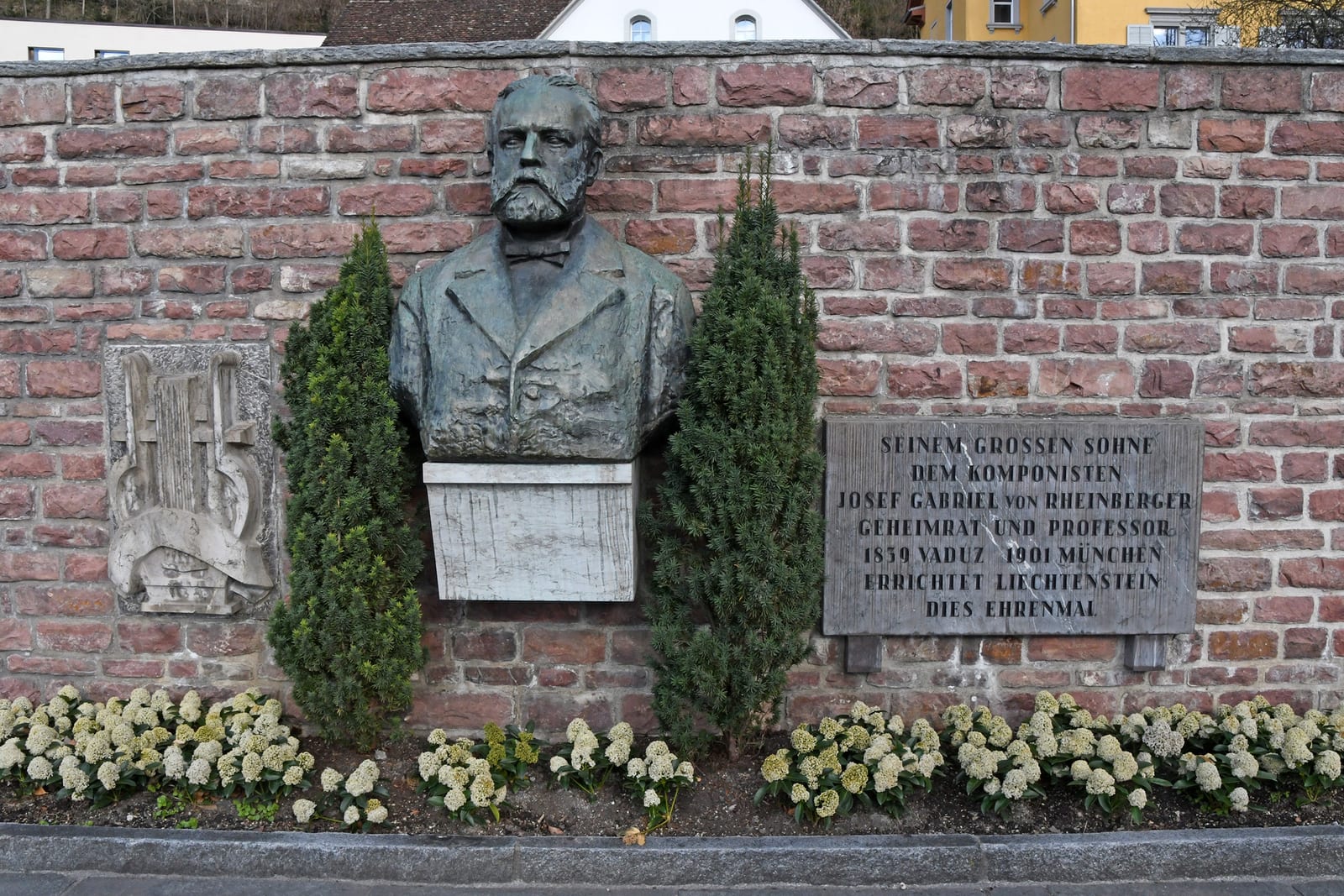 Memorial or place connected to Josef Rheinberger: Josef Gabriel von Rheinberger monument in Vaduz, Liechtenstein
