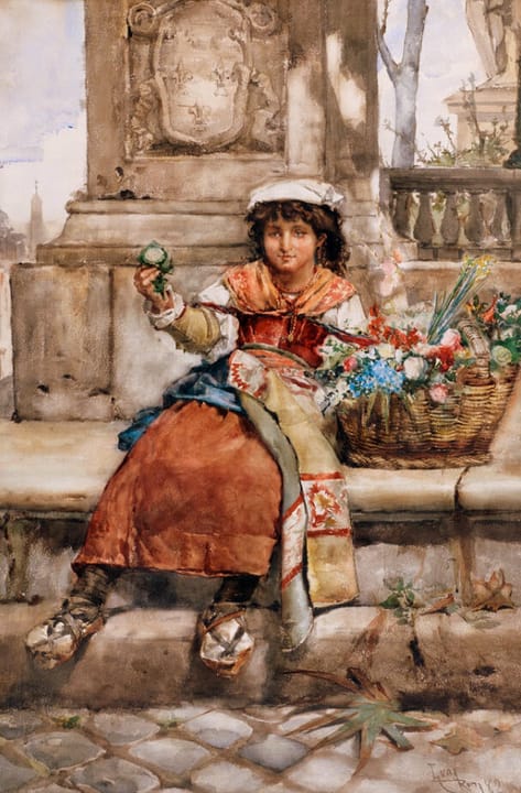 Portrait or photograph of Juan Luna: Flor entre Flores, acuarela, Roma 1882