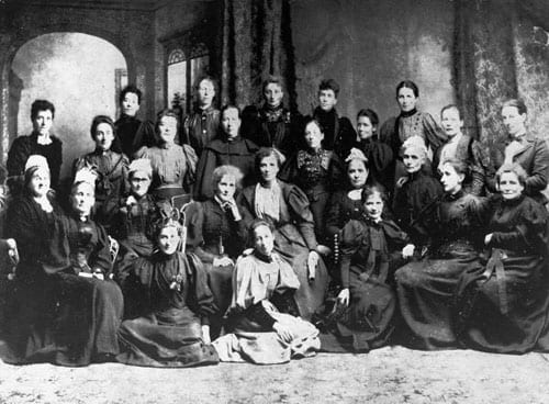 Portrait or photograph of Kate Sheppard: On 13 April 1896, the National Council of Women was inaugurated in Christchurch. Kate Sheppard, a prime mover in the fr