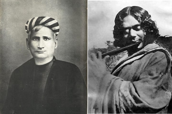 Portrait or photograph of Kazi Nazrul Islam: Merger of Bankim Chandra Chatterjee and Kazi Nazrul Islam portraits
