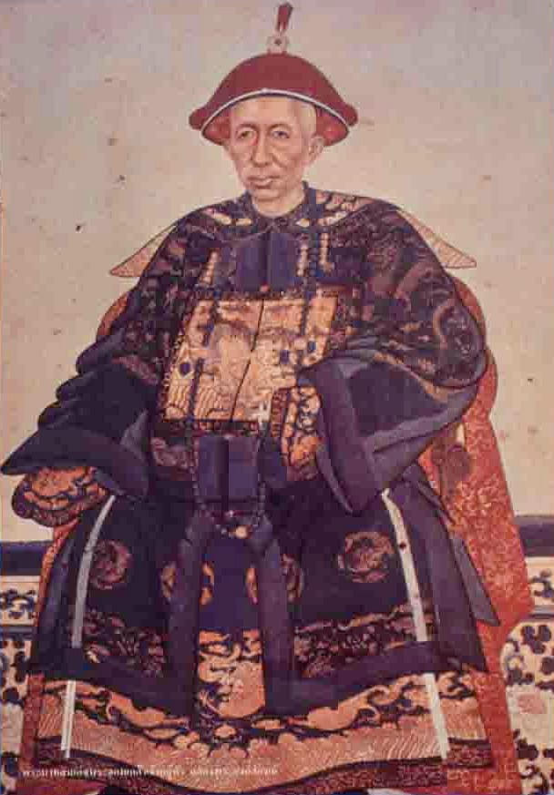 Portrait or photograph of King Mongkut: Painting of King Mongkut in the uniform of a Chinese Mandarin. Displayed at Wehart Chamrunt Hall, Bang Pa-In Royal Palac