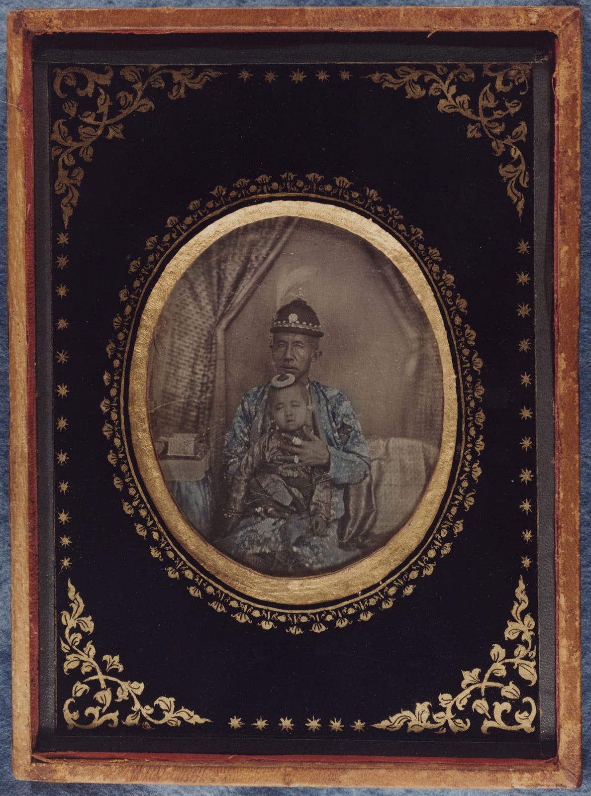Portrait or photograph of King Mongkut: This item is a daguerreotype of King Rama IV, or King Mongkut, with his daughter Somdetch Chow-Fa-ying, which was sent a