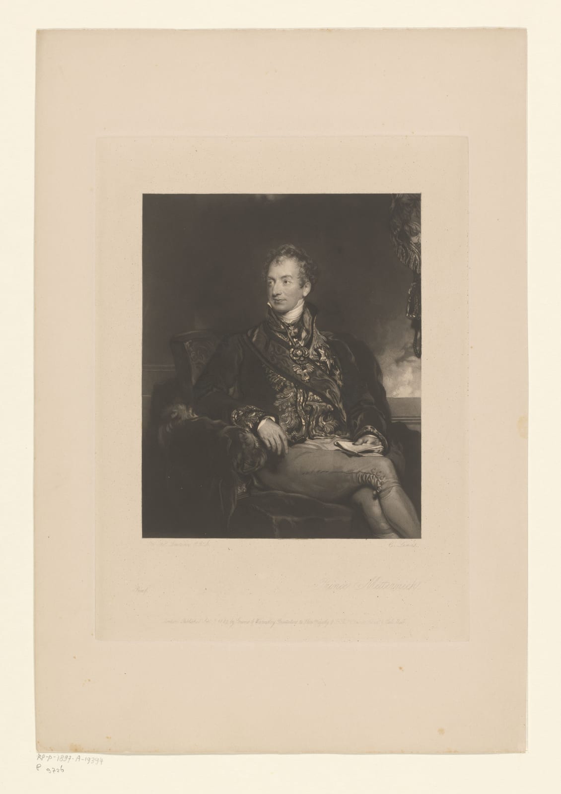 Portrait or photograph of Klemens von Metternich: Identificatie Titel(s): Portret van Klemens von Metternich Prince Metternich (titel op object) Objecttype: pre