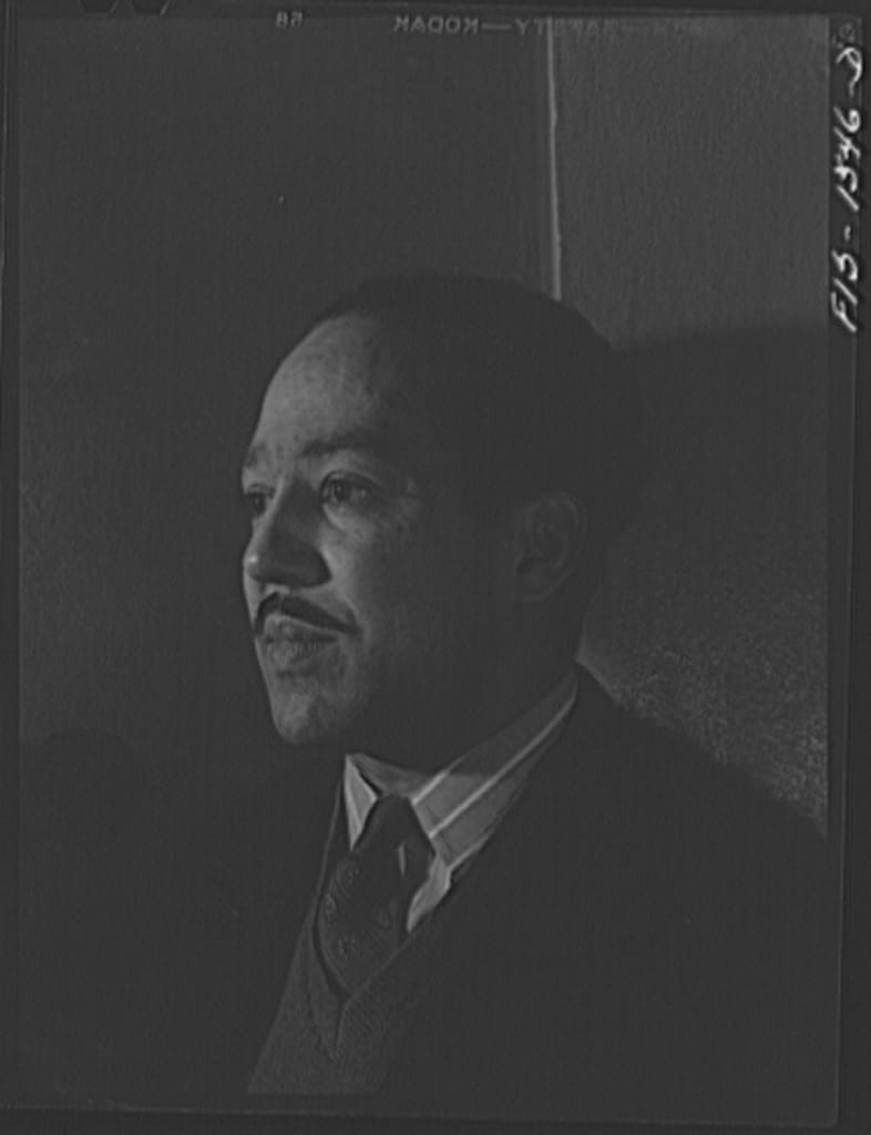 Portrait or photograph of Langston Hughes: Mr. Langston Hughes, Negro poet and playwright. Chicago, Illinois