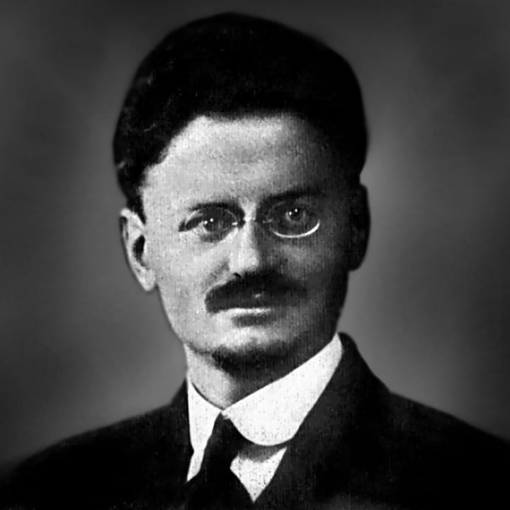 Portrait or photograph of Leon Trotsky: Leon Trotsky According to File:LeTrotskyDB.jpg , photograph published in Asia, Journal of the American Asiatic Associati