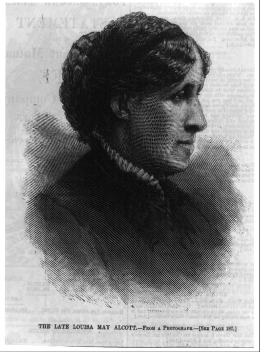 Portrait or photograph of Louisa May Alcott: The late Louisa May Alcott, author of Little Women .