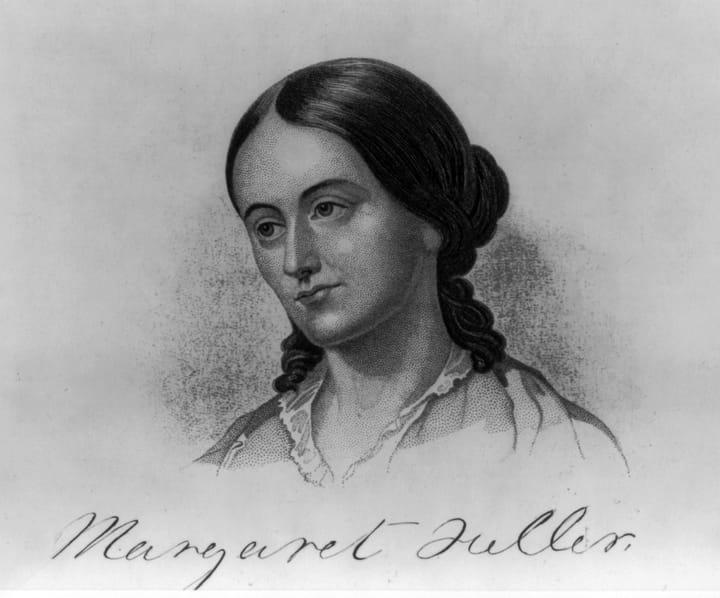 Portrait or photograph of Margaret Fuller: Margaret Fuller, 1810-1850 (Marchioness Ossoli), head-and-shoulders portrait in engraving, facing left
